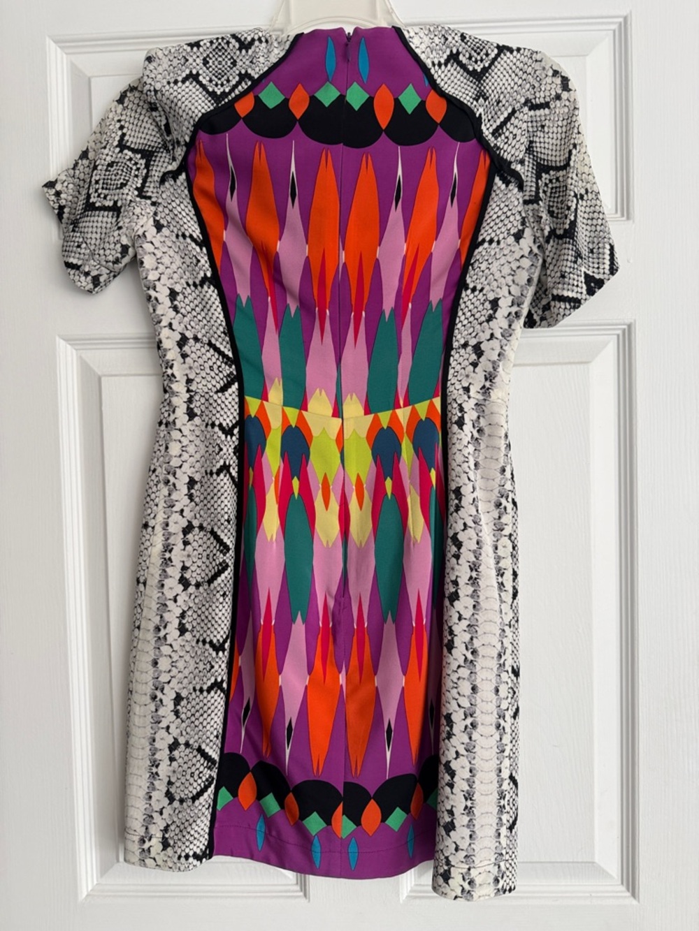 Nanette Lepore Purple Multi-Print Short Sleeve Mini Dress - Picture 2 of 4